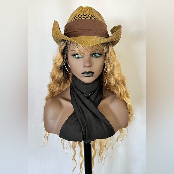 “Put On & Go” Ombre Golden Blonde Premium Fiber Wig with Bangs - Picture 11 of 11